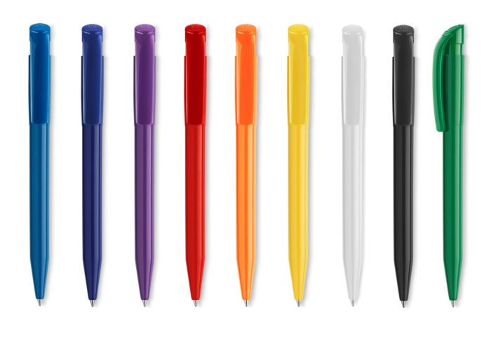 עט כדורי, גוף צבעוני, מנגנון לחיצה
