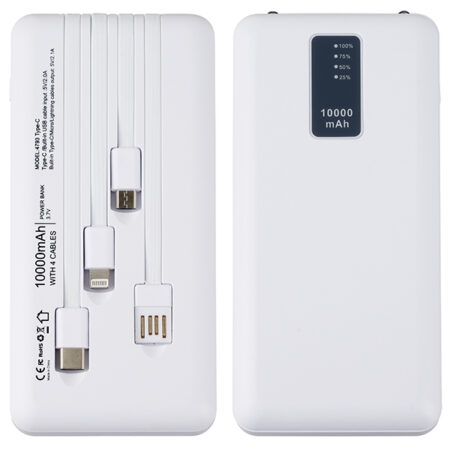 פאוורבנק עוצמתי 10,000mAh עם 4 יציאות ופנס תאורה פאוורבנק עוצמתי 10,000mAh עם 4 יציאות ופנס תאורה