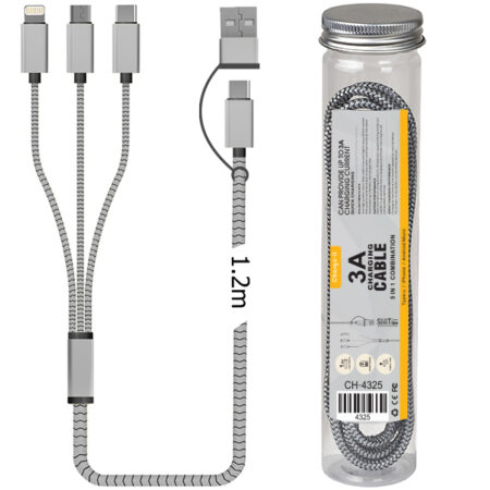 כבל טעינה מהירה 2.4A במארז מבחנה - USB / TYPE C