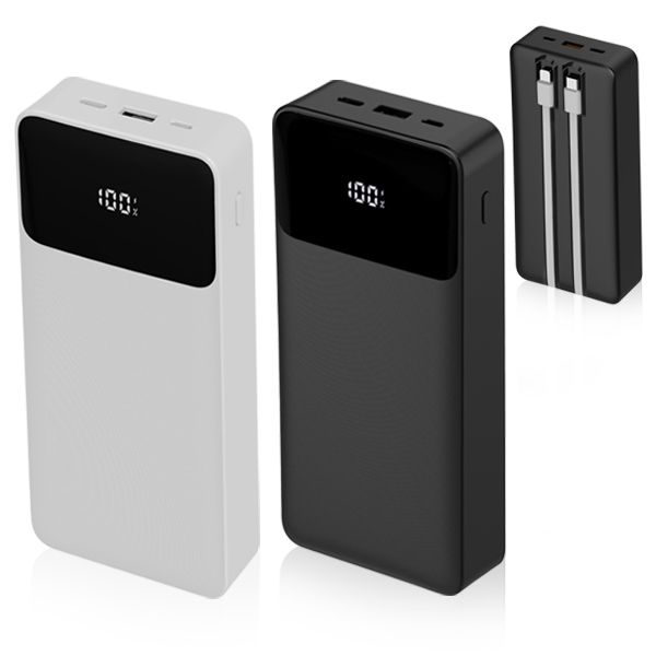 מטען נייד 20,000 mAh עם כבל מובנה לאייפון וTYPE C – ווגה